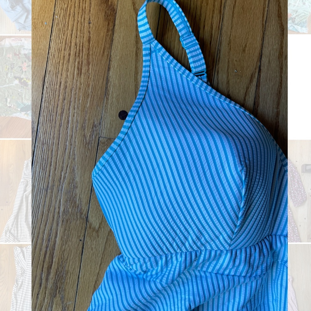 Seersucker bathing suit top
